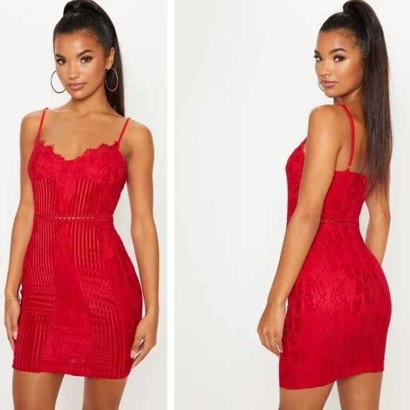 PrettyLittleThing Dresses Prettylittlething Red Strappy Lace
